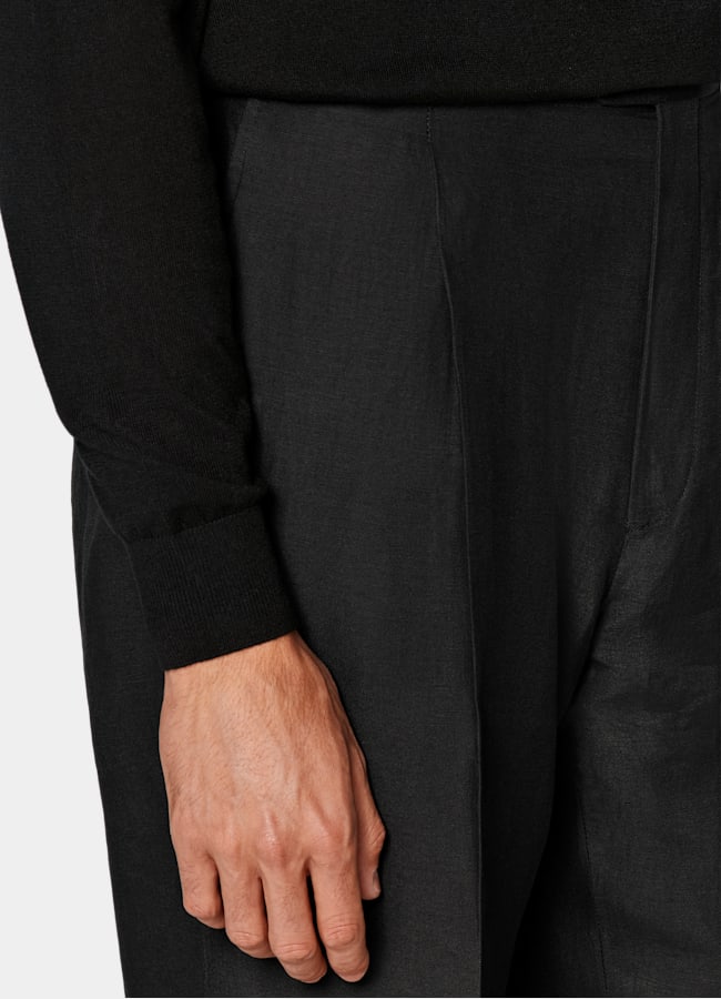 SUITSUPPLY Silk, Wool, Cashmere Black Half Zip