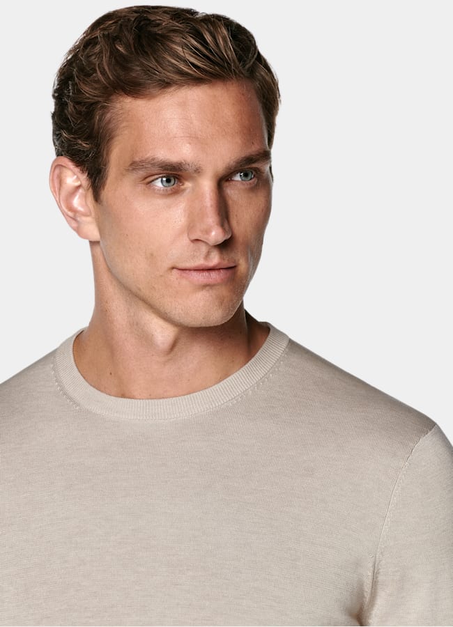SUITSUPPLY Californian Cotton & Mulberry Silk Sand Crewneck