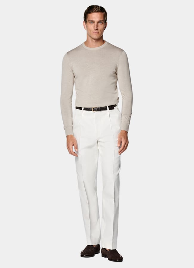 SUITSUPPLY Californian Cotton & Mulberry Silk Sand Crewneck
