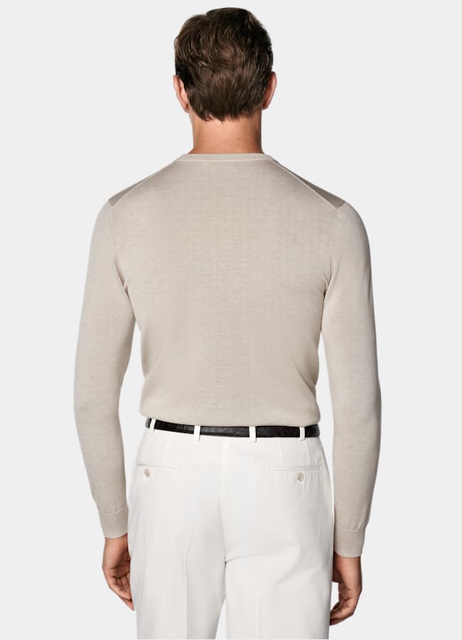 SUITSUPPLY Californian Cotton & Mulberry Silk Sand Crewneck