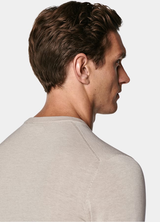 SUITSUPPLY Californian Cotton & Mulberry Silk Sand Crewneck