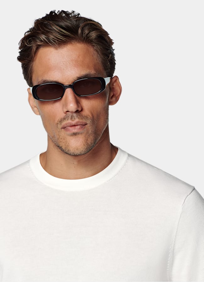 Off-White Short Sleeve Crewneck in Cotton Silk | SUITSUPPLY