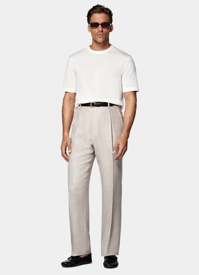 トップス OAMC SALV SHIRT OFFWHITE sizeM Off-White Short Sleeve Crewneck in Cotton Silk | SUITSUPPLY