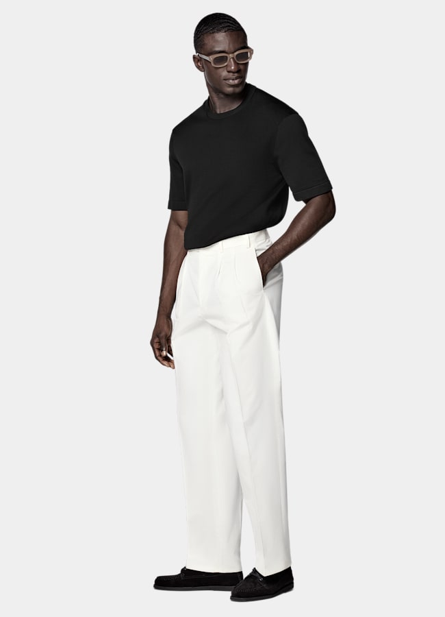 SUITSUPPLY Cotton Silk Black Short Sleeve Crewneck