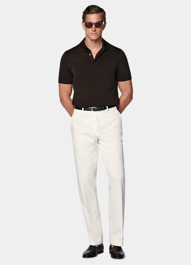 SUITSUPPLY Californian Cotton & Mulberry Silk Dark Brown Polo