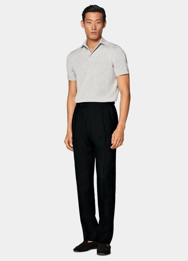 SUITSUPPLY Cotton Silk Light Grey Polo