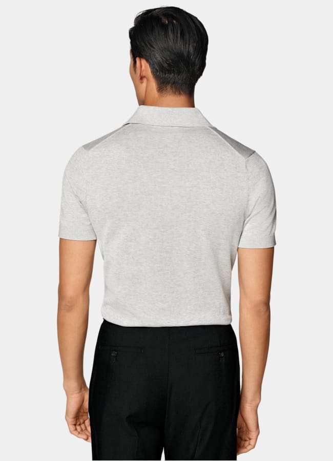 SUITSUPPLY Cotton Silk Light Grey Polo