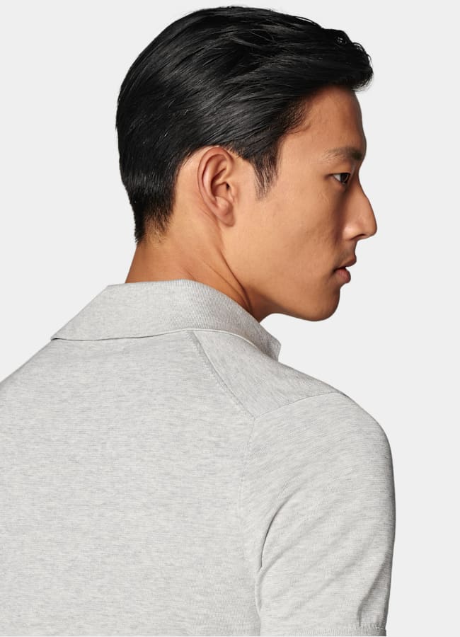 SUITSUPPLY Cotton Silk Light Grey Polo