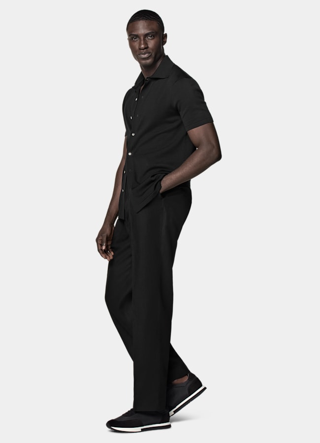 SUITSUPPLY Cotton Silk Black Polo Cardigan