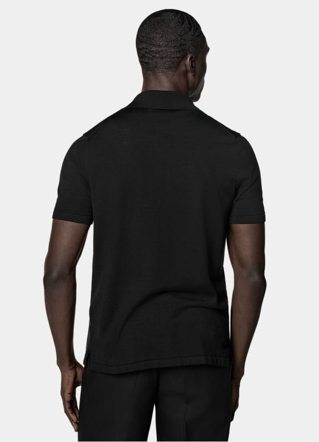 SUITSUPPLY Cotton Silk Black Polo Cardigan