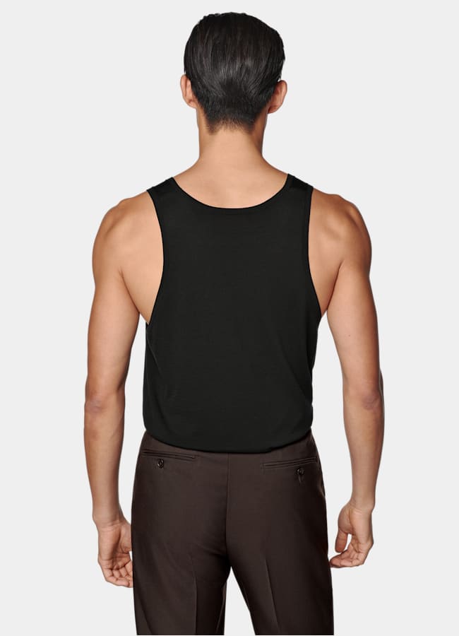 SUITSUPPLY Cotton Silk Black Knitted Tank Top