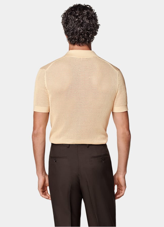 SUITSUPPLY Cotton Silk Light Yellow Crochet Polo