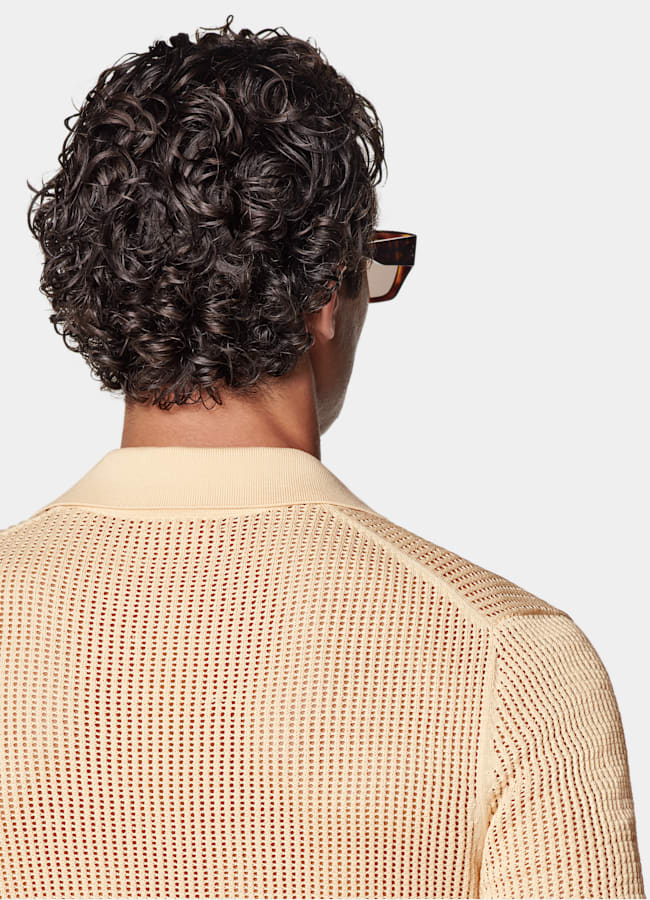 SUITSUPPLY Cotton Silk Light Yellow Crochet Polo