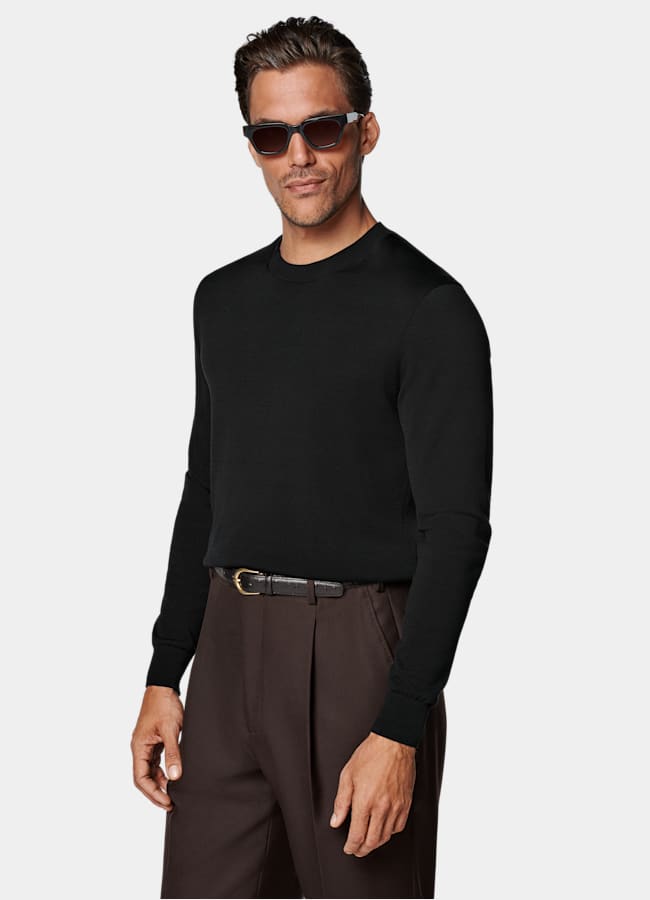 SUITSUPPLY Cotton Silk Black Crewneck