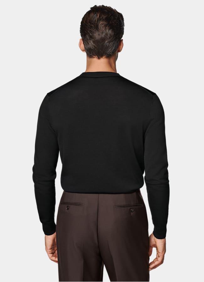 SUITSUPPLY Cotton Silk Black Crewneck