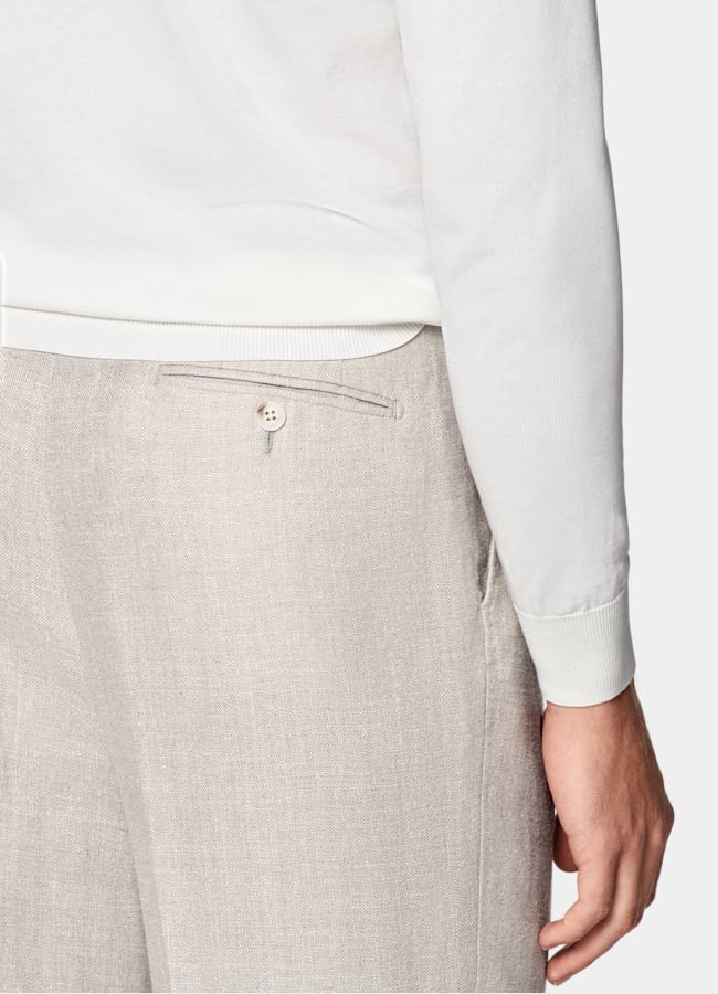 SUITSUPPLY Cotton Silk Off-White Crewneck