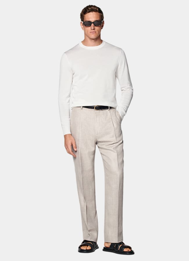 SUITSUPPLY Cotton Silk Off-White Crewneck