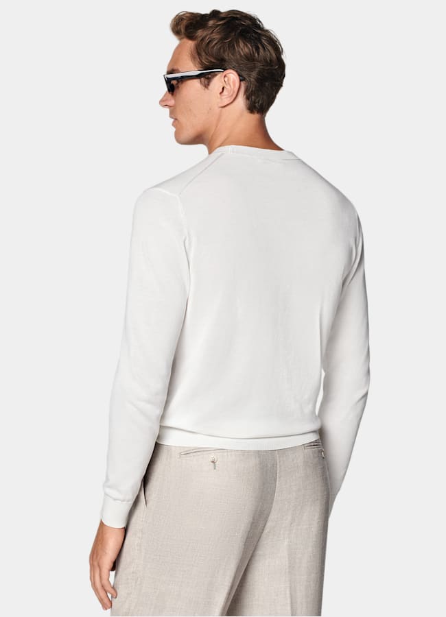 SUITSUPPLY Cotton Silk Off-White Crewneck