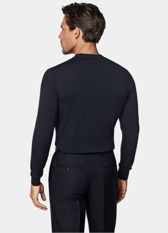 SUITSUPPLY Cotton Silk Navy Crewneck