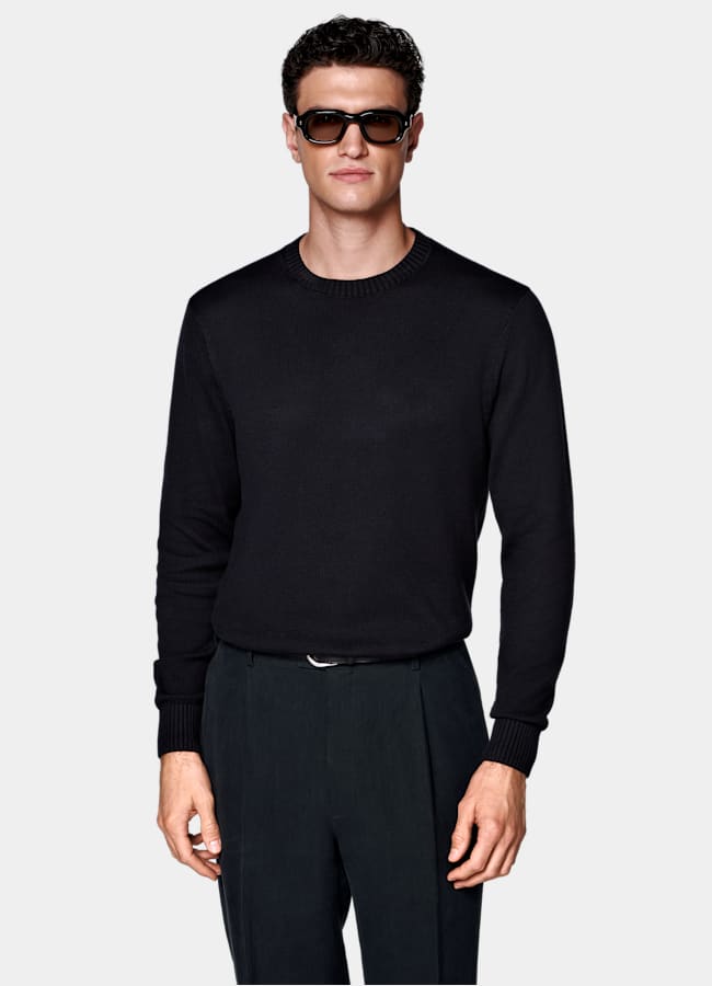 SUITSUPPLY Pure Cotton Navy Crewneck