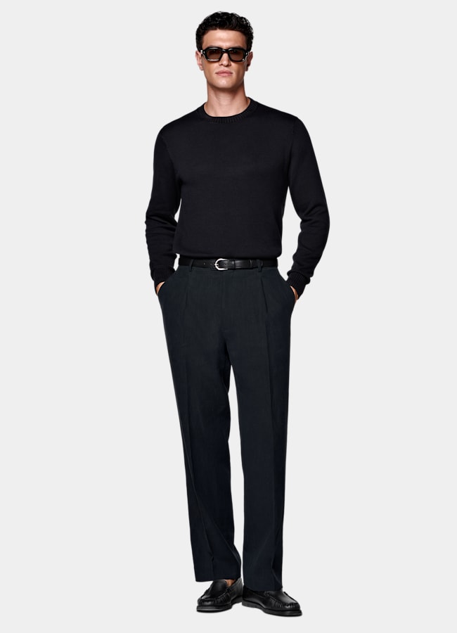 SUITSUPPLY Pure Cotton Navy Crewneck