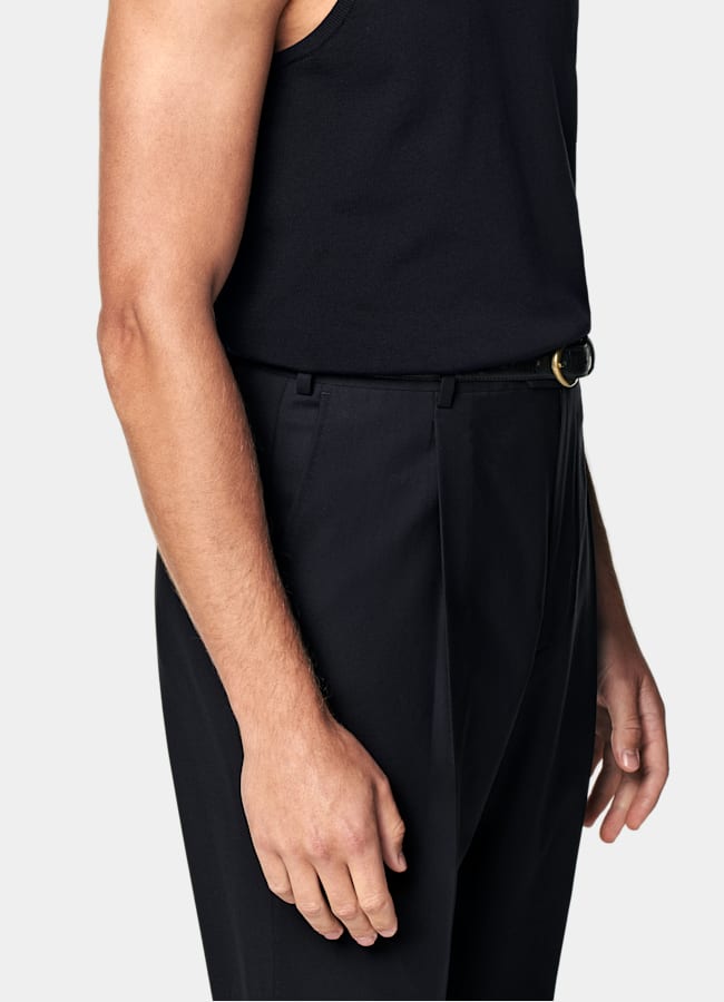 SUITSUPPLY Cotton Silk Navy Knitted Tank Top