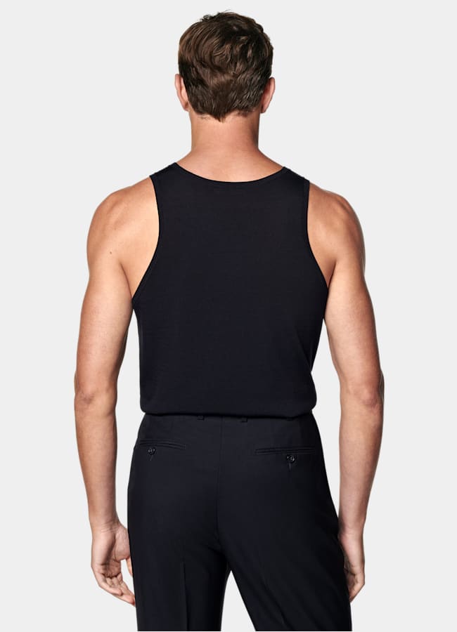 SUITSUPPLY Cotton Silk Navy Knitted Tank Top