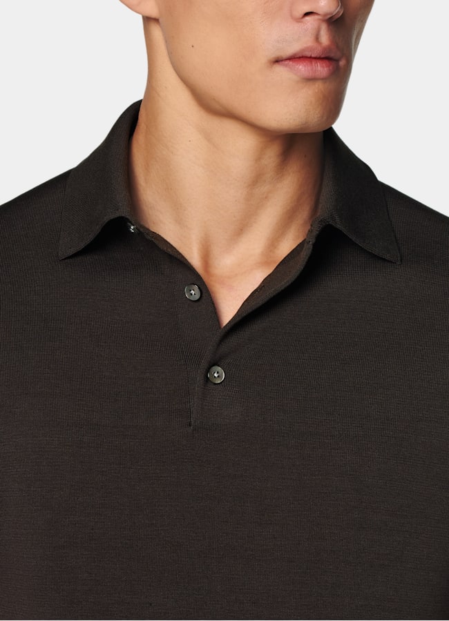 SUITSUPPLY Cotton Silk Dark Brown Polo