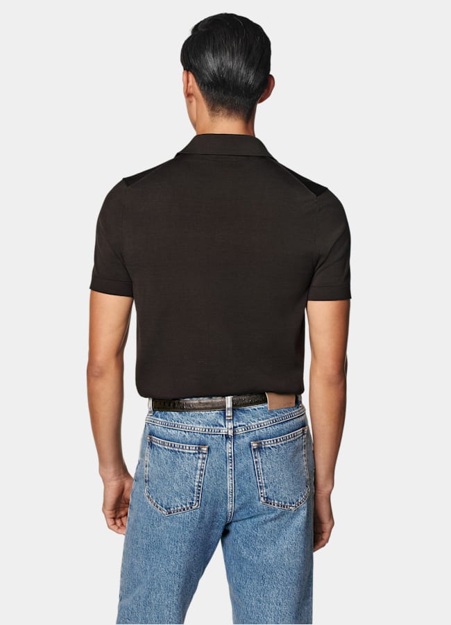 SUITSUPPLY Cotton Silk Dark Brown Polo