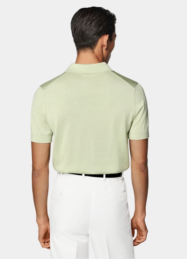 SUITSUPPLY Cotton Silk Light Green Buttonless Polo