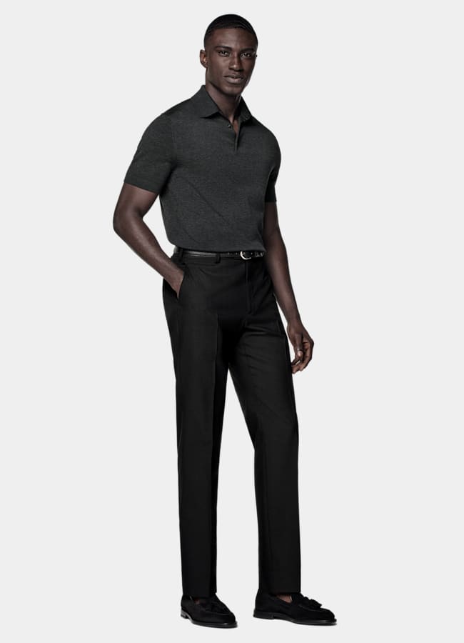 SUITSUPPLY Cotton Silk Dark Grey Polo