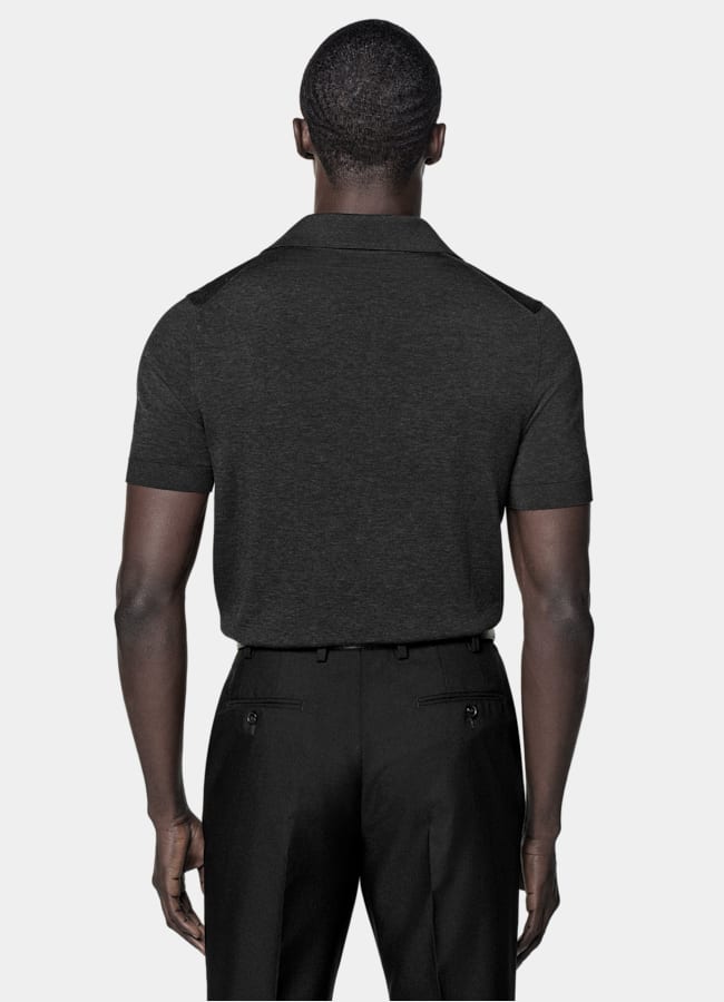 SUITSUPPLY Cotton Silk Dark Grey Polo