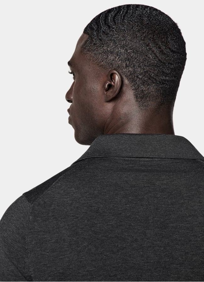 SUITSUPPLY Cotton Silk Dark Grey Polo