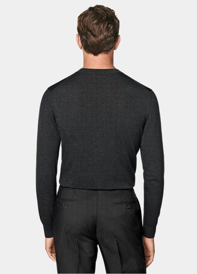 SUITSUPPLY Cotone e seta Girocollo grigio scuro