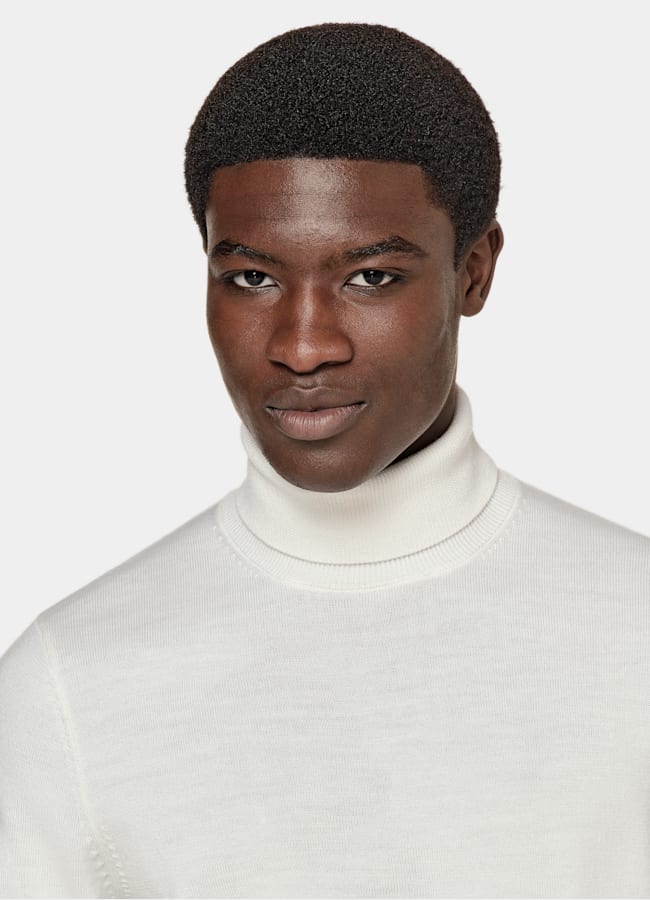 SUITSUPPLY Pure Wool Off-White Merino Turtleneck