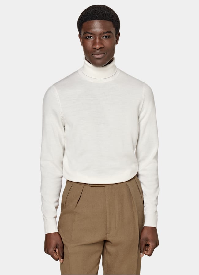 SUITSUPPLY Pure Wool Off-White Merino Turtleneck