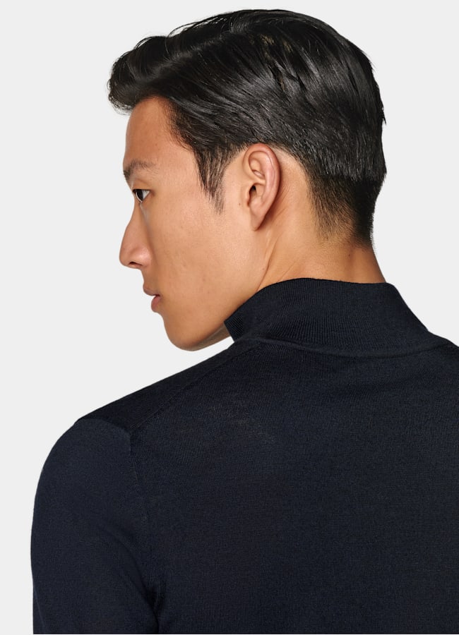 SUITSUPPLY Pura lana Cardigan navy Merino con zip