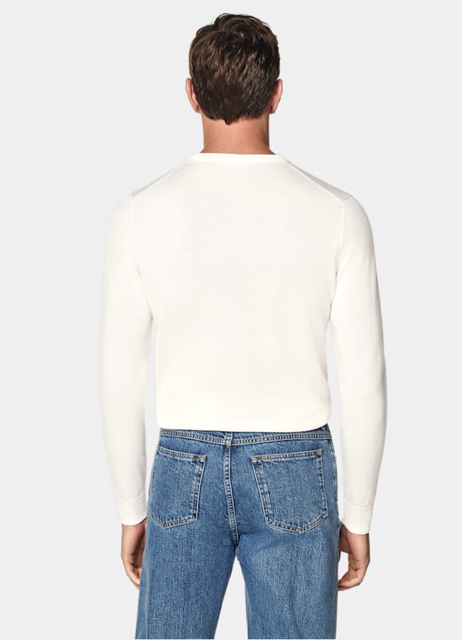 SUITSUPPLY Pure Wool Off-White Merino Crewneck