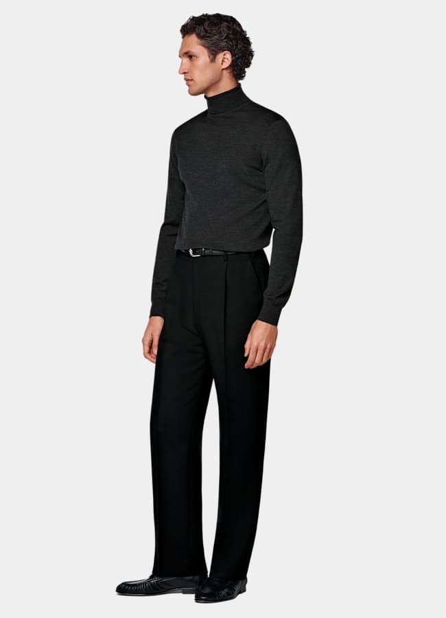 SUITSUPPLY Pure Wool Dark Grey Merino Turtleneck