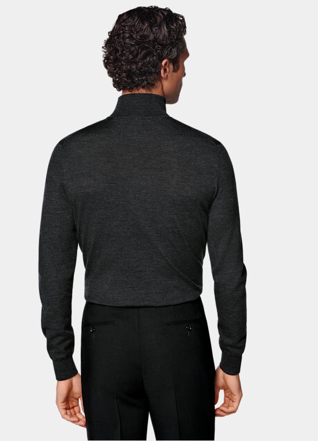 SUITSUPPLY Pure Wool Dark Grey Merino Turtleneck