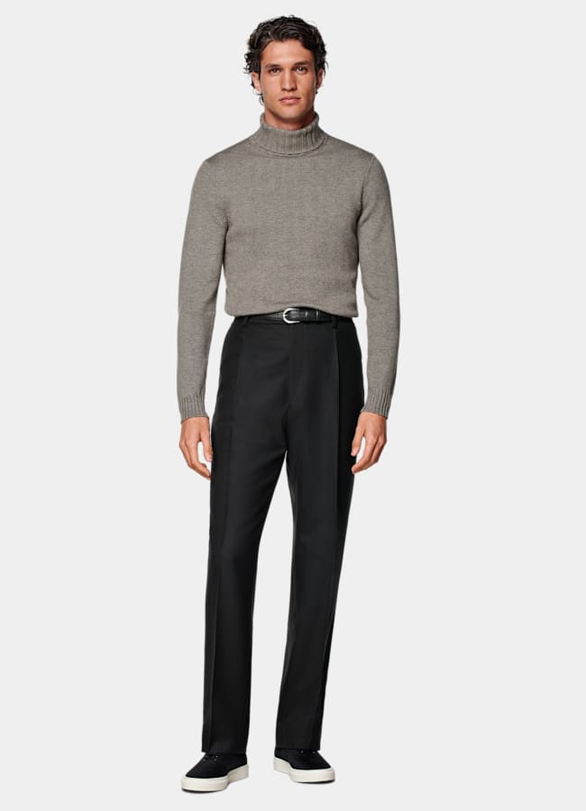SUITSUPPLY Wool Cashmere Taupe Turtleneck