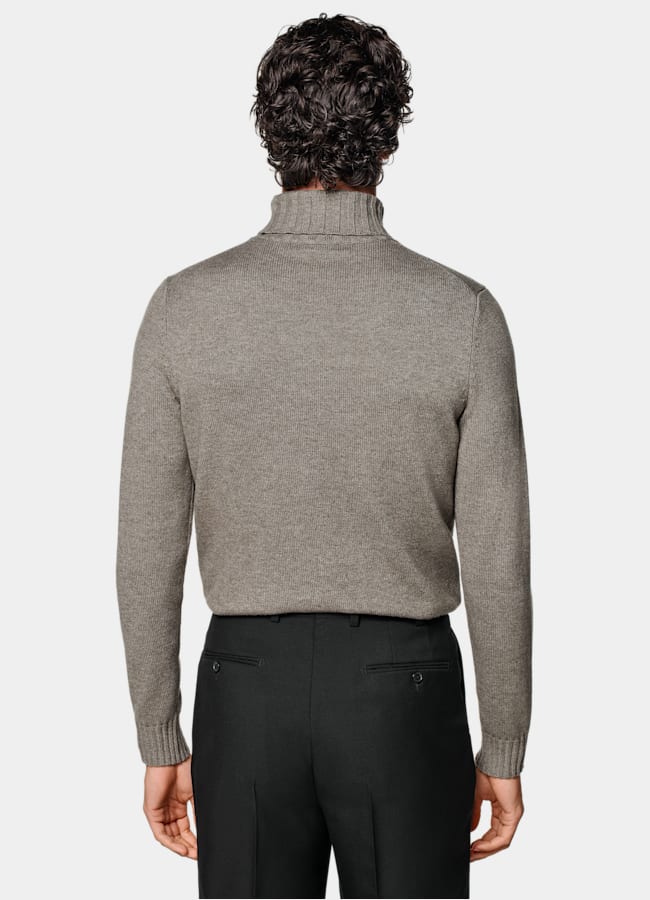 SUITSUPPLY Wool Cashmere Taupe Turtleneck