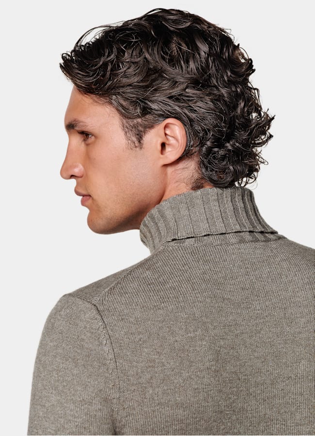 SUITSUPPLY Wool Cashmere Taupe Turtleneck