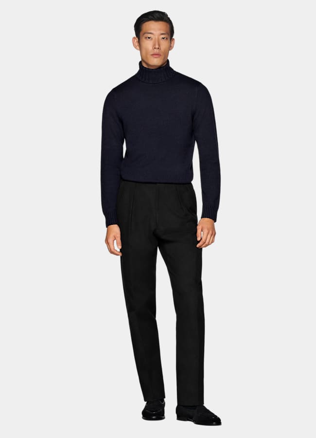 SUITSUPPLY Wool Cashmere Navy Turtleneck