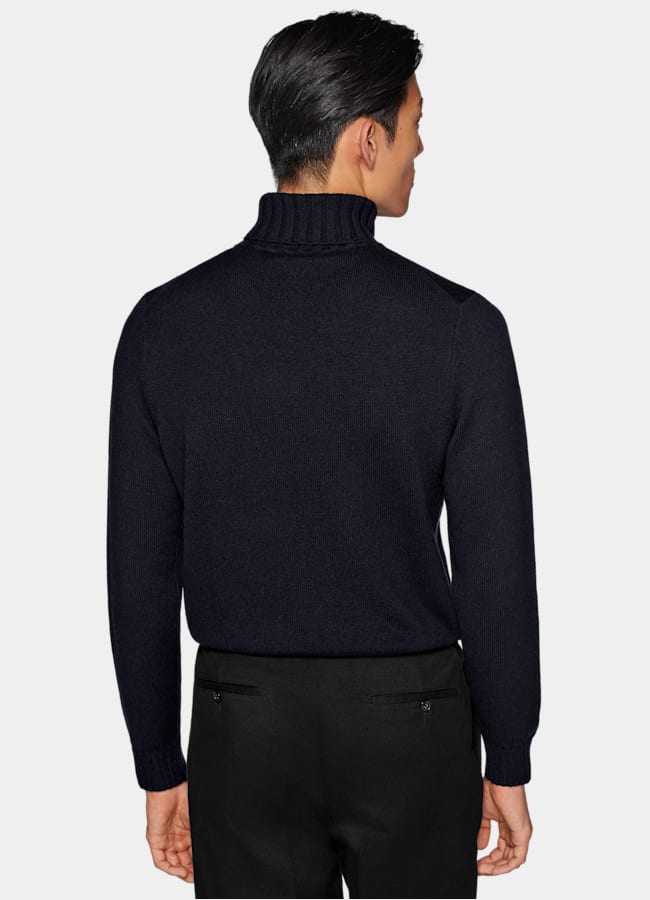 SUITSUPPLY Wool Cashmere Navy Turtleneck