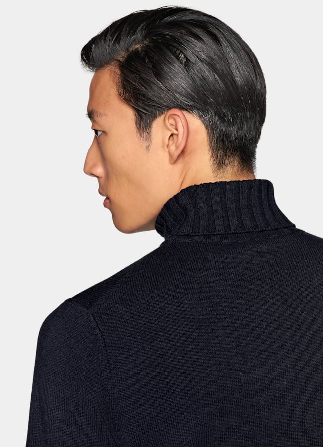 SUITSUPPLY Wool Cashmere Navy Turtleneck