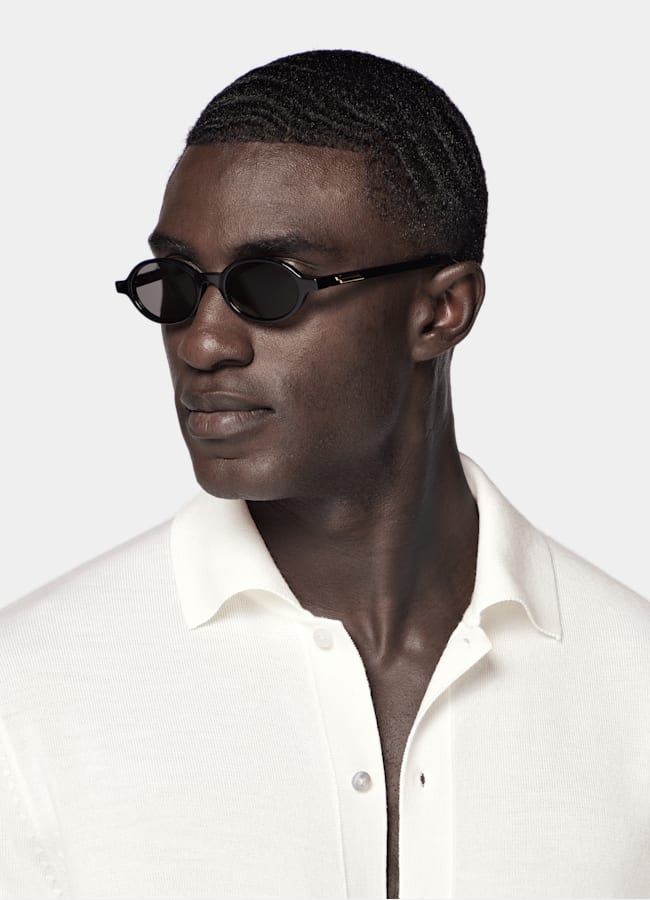 SUITSUPPLY Pure Wool Off-White Merino Long Sleeve Polo Cardigan