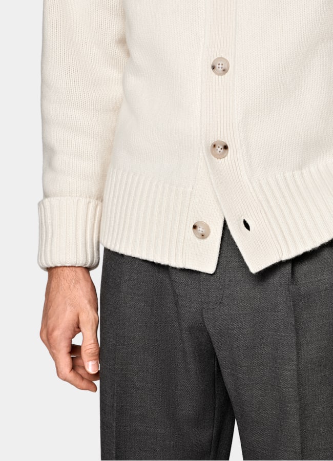 SUITSUPPLY Pure Wool Off-White Merino Oversized Cardigan