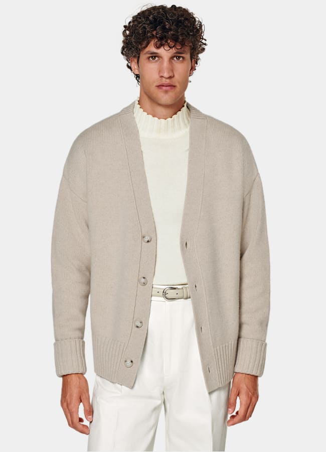SUITSUPPLY Pure Wool Sand Merino Oversized Cardigan