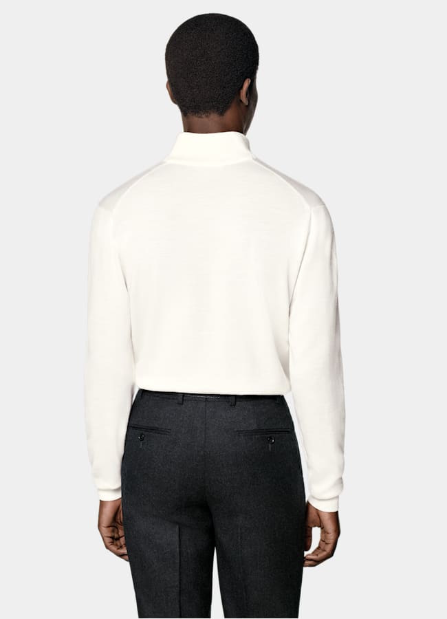 SUITSUPPLY Pure Wool Off-White Merino Half Zip